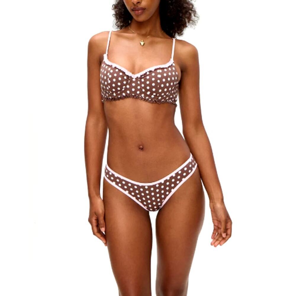 Frankies Bikinis Women's Cocoa Dot Catalina Full Coverage Bikini Bottom Size 2XL
